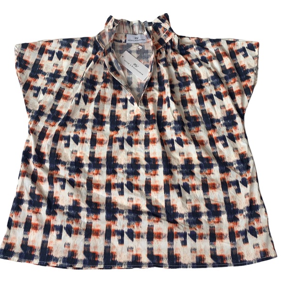 Never a Wallflower Vicki short sleeve blouse abstract plaid size large NWT